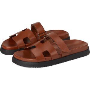 Steve Madden Shoes Mayven Camel Leather Slide Sandals
